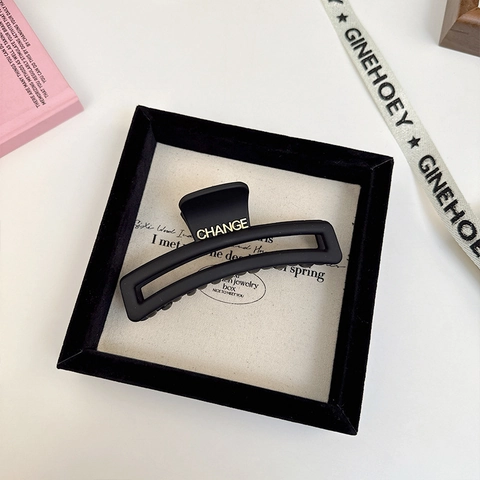 Grande Pinza per Capelli Nero Opaco Stile Coreano Lettere in Metallo Design Change Clip Squalo Vintage Donna Eleganti Accessori Capelli