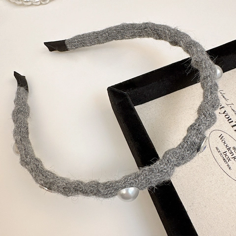 Eleganter Herbst Winter Strick Stirnband Mit Kunstperle Strass Für Damen Warm Weich High Top Mode Haarband Zubehör