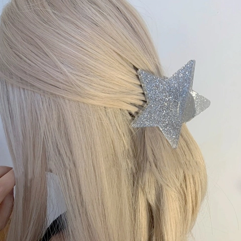 Simple Five-pointed Star Hair Claw Clip Glitter Alloy Sparkly Shark Clip Star Hairpins Hair Accessories For Women