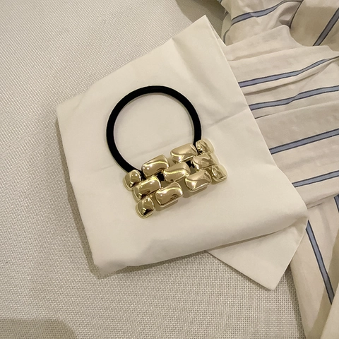Minimalistisches Geometrisches Legierung Haargummi Gold Silber Unregelmäßige Kette Linie Elastisches Haarband Damen Kopfschmuck