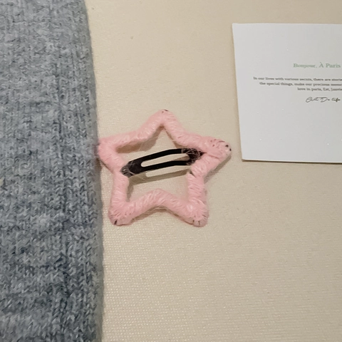 Dolce Fermaglio per Capelli a Stella in Lana Fatto a Mano Autunno Inverno Fermaglio BB in Lega a Forma di Stella Carino