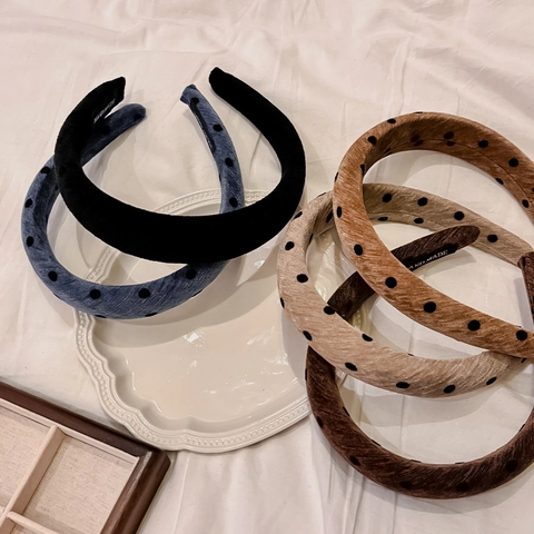 Französischer Retro Gepolsterter Haarreif Mit Punktmuster Für Damen Vintage Breites Stoff-Stirnband Süßer Modischer Kopfschmuck