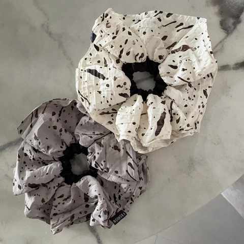 French Vintage Oversized Fabric Scrunchie Ink Wash Spot Print Hair Tie Large Elastic Hair Band For Women Hair Accessories