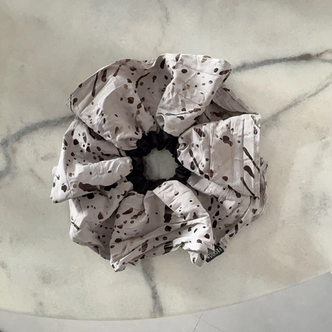 French Vintage Oversized Fabric Scrunchie Ink Wash Spot Print Hair Tie Large Elastic Hair Band For Women Hair Accessories