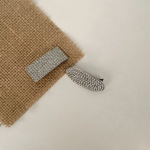 Luxus High-End Legierung Strass Haarclips Für Damen Mode Geometrische Ovale Rechteckige Entenschnabel Seitenclips Haarschmuck