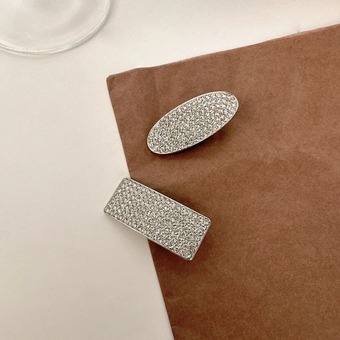 Luxus High-End Legierung Strass Haarclips Für Damen Mode Geometrische Ovale Rechteckige Entenschnabel Seitenclips Haarschmuck