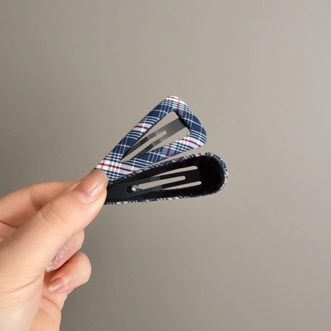 Koreanischer Stil Süß Kariert Stoff BB Haarklammern Niedlich Geometrisch Dreieck Wassertropfen Kariert Pony Seitenclip Damen Kopfschmuck