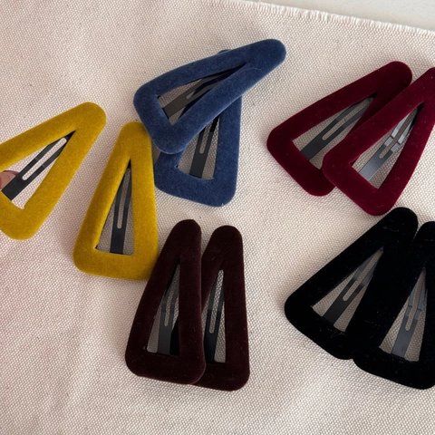 Retro Velvet Hair Clips Triangle Water Drop Oval Hair Barrettes Side Hair Pins Hair Accessories For Women