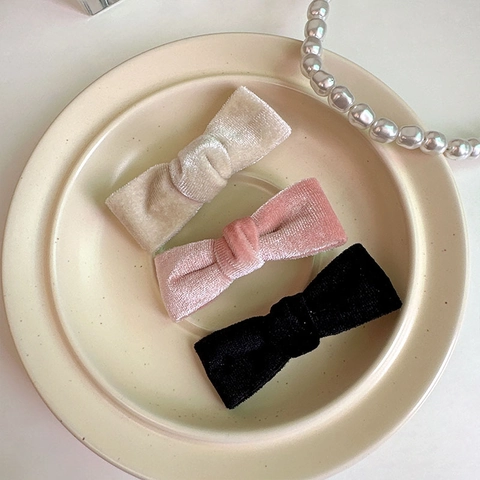 Elegante Pinza para el Cabello con Lazo de Terciopelo Estilo Balletcore Pinza Pequeña para Flequillo para Mujeres Niñas Accesorio para el Cabello de Princesa