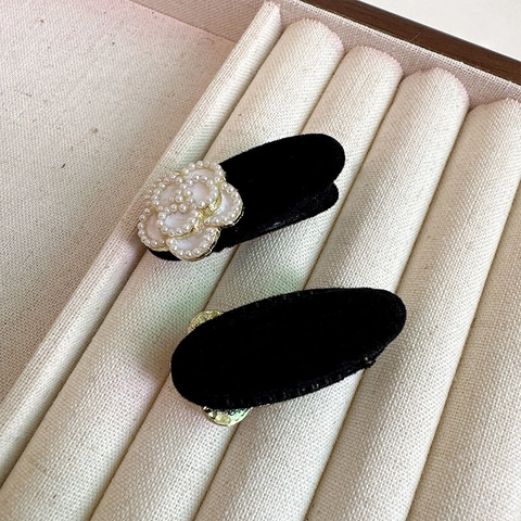 Fermaglio per Capelli con Camelia Vintage per Donna in Velluto a Forma di Fiore con Perla Artificiale Copricapo Elegante Stile Coreano