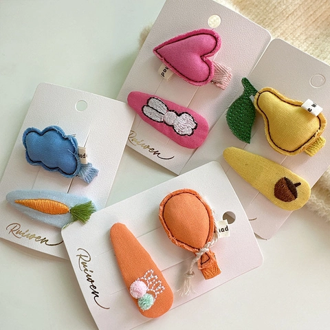 Dolci Fermagli Per Capelli In Tessuto Ricamato Fatti A Mano Per Bambini Simpatici Modelli A Forma Di Frutta E Nuvola Per Ragazze Accessorio