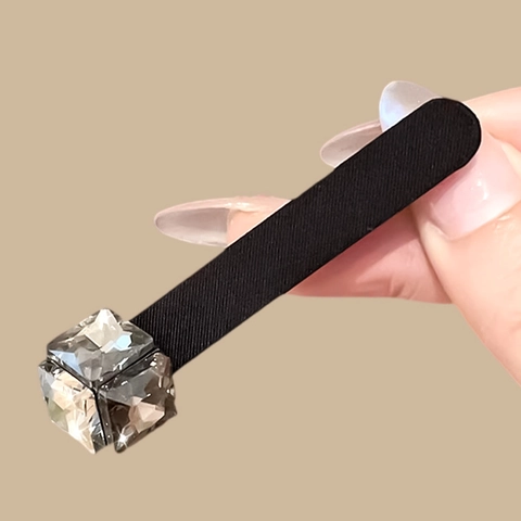 Elegant Black Rhinestone Hair Clips For Women High-End Duckbill Clip Geometric Cube Cube Decor Bangs Side Clip Hair Accessory