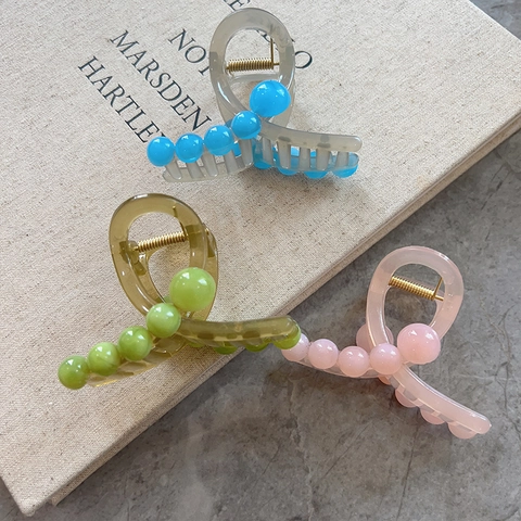Pinza para el Cabello de Acrílico Color Gelatina Minimalista para Mujer Moda Resina Cuenta Torsión Clip Elegantes Accesorios Cabello