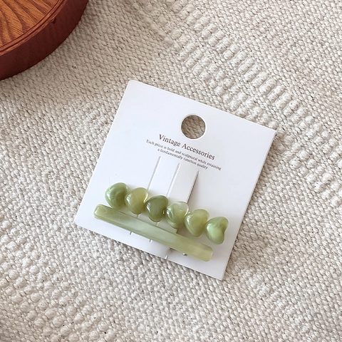 Sweet Heart Pattern Marble Resin Alloy Hair Clips For Women Ins Vintage Candy Color Duckbill Clips Hair Accessories