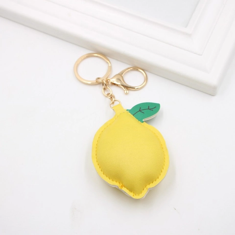 Portachiavi a Forma di Limone Giallo Fresco in Pelle PU per Decorazione Borsa Donna Portachiavi Frutta con Chiusura a Moschettone