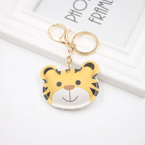 Süßer Cartoon Tiger PU Leder Schlüsselanhänger Für Damen Herren Tier Tasche Anhänger Golden Legierung Mode Schmuck Geschenk