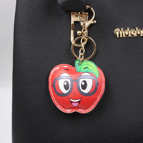 Portachiavi Creativo a Forma di Mela in Pelle PU Per Donna Ciondolo per Borsa Accessori Zaino Con Chiusura in Metallo Oro