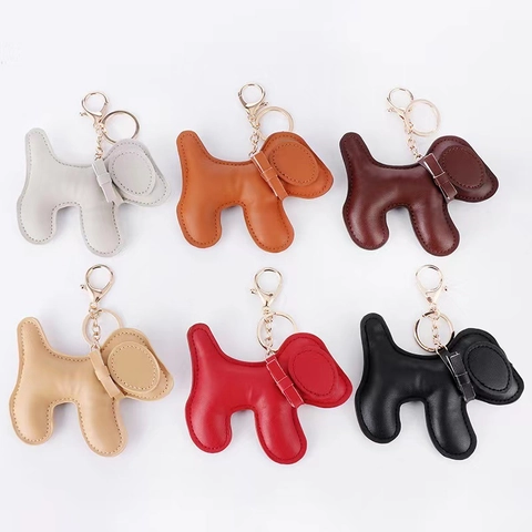 Llavero Colgante para Bolso de Cuero PU con Lindo Perrito Forma de Perro de Dibujos Animados para Mujeres Estudiantes Decoración de Bolsos