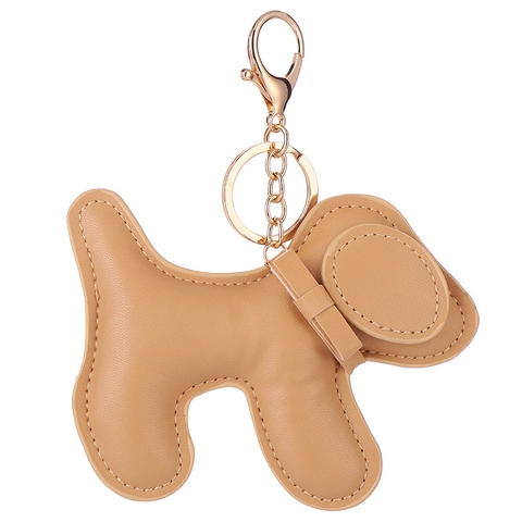 Llavero Colgante para Bolso de Cuero PU con Lindo Perrito Forma de Perro de Dibujos Animados para Mujeres Estudiantes Decoración de Bolsos