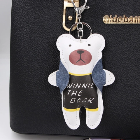 Süßer Cartoon Bär Kunstleder Schlüsselanhänger Taschenanhänger Mit Metall Hummerkralle Für Handtasche Rucksack Damen Kinder Schmuck Geschenk