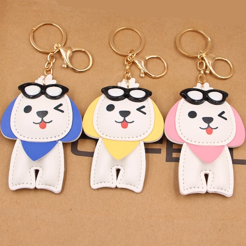 Ciondolo per Borsa in Pelle per Cuccioli Portachiavi per Cani con Occhiali da Sole in Pelle PU Lega Pendente Per Zaino Accessori da Viaggio Estivi
