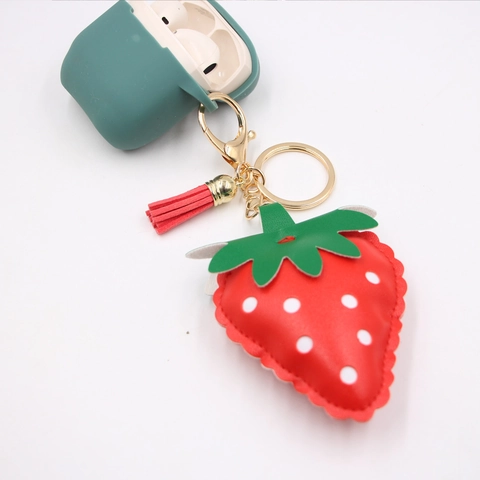 Mignon Porte-clés en Cuir Fraise Pastèque Lapin pour Femmes Filles Sac à Dos Décoration Cuir PU Gland Anneau Porte-clés Cadeau
