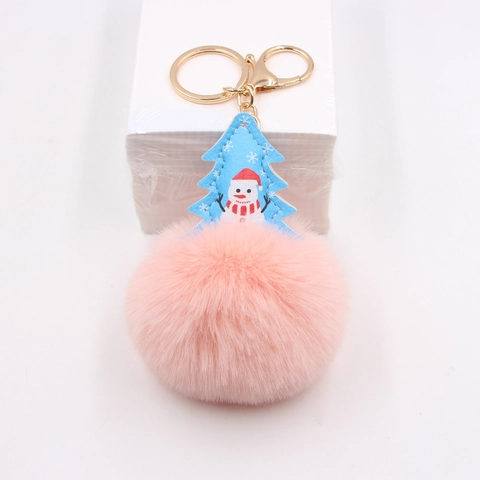 Weihnachten Plüsch Pompon Schlüsselanhänger Legierung Kunstfell Schneemann Weihnachtsbaum Anhänger Taschenschmuck Für Auto Geschenk