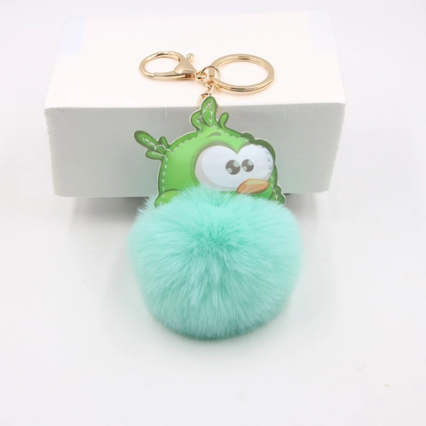 Llavero de Bola de Piel Sintética Monstruo de Dibujos Animados Colgante de Peluche Cuero Sintético Adorno de Bolso para Mujer Niños Accesorio