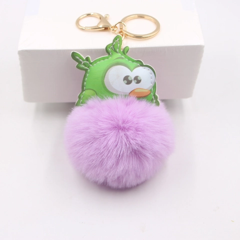 Llavero de Bola de Piel Sintética Monstruo de Dibujos Animados Colgante de Peluche Cuero Sintético Adorno de Bolso para Mujer Niños Accesorio