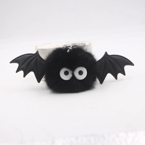 Simpatico Portachiavi di Peluche a Pipistrello Ciondolo per Borsa con Palla di Pelliccia Sintetica Ali di Diavolo per Donna Bambini