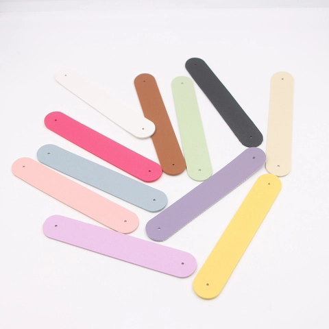 DIY PU Leather Wrist Strap Phone Case Decoration Bag Pull Handle Double Hole Solid Color Handmade Hanging Accessory