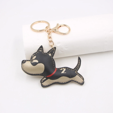 PU Leder Realistischer Hund Schlüsselanhänger Dobermann Welpe Tasche Anhänger Legierung Auto Schlüsselring Halter Mode Geschenk
