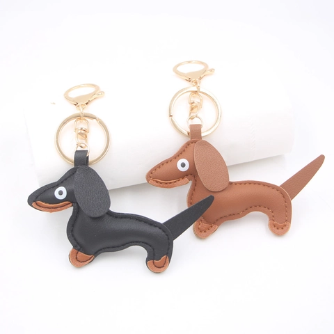 Portachiavi Creativo in Pelle PU Bassotto Simpatico Ciondolo a Forma di Animale per Borse da Donna Chiavi Pendente ad Anello in Metallo