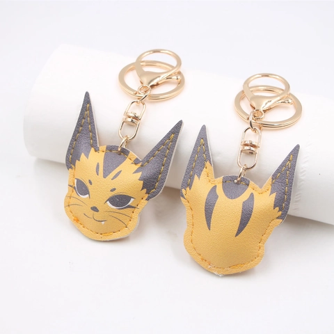 Süßer Cartoon Wüstenluchs Katze Kunstleder Schlüsselanhänger Anhänger Für Handtaschen Charme Goldene Legierung Ring Mode Accessoires