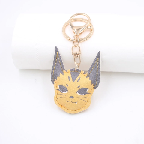 Süßer Cartoon Wüstenluchs Katze Kunstleder Schlüsselanhänger Anhänger Für Handtaschen Charme Goldene Legierung Ring Mode Accessoires