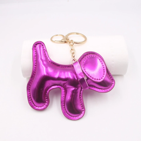 Llavero de Cachorro de Cuero Artificial Metálico Colgante de Bolso de Perro para Mujeres Hombres Accesorios de Llavero de Coche Joyería Retro Regalo