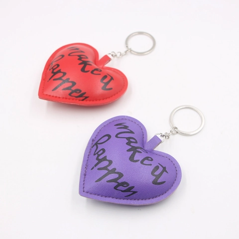 Vintage PU Leder Herz Schlüsselanhänger Mit Buchstabendruck Make It Happen Herzförmiger Taschenanhänger Damen Valentinstag Geschenk
