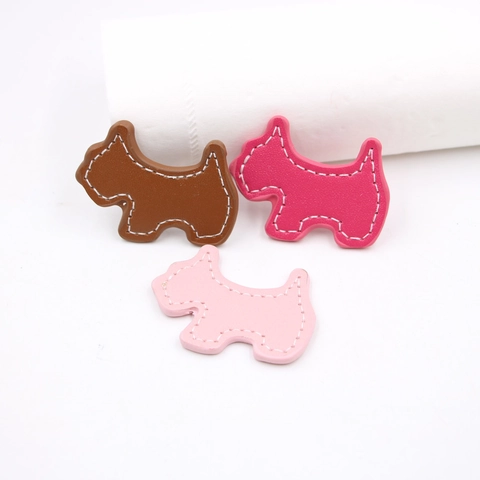 Patch in Pelle PU a Forma di Cane Scottish Terrier Con Cuciture Bianche Cartoon Cucciolo DIY Accessori per Custodia Telefono Borsa