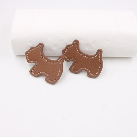 Patch in Pelle PU a Forma di Cane Scottish Terrier Con Cuciture Bianche Cartoon Cucciolo DIY Accessori per Custodia Telefono Borsa