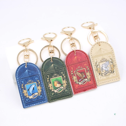 Vintage PU-Leren Sleutelhanger Taslabel Gouden Legering Sluiting Mythisch Dierenembleem Print Voor Vrouwen Mannen Dagelijkse Organisatie