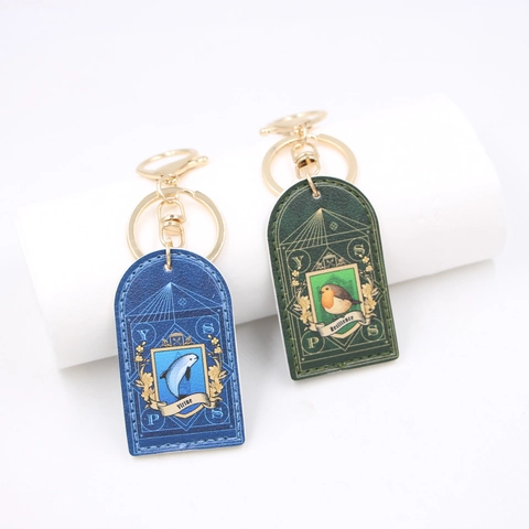 Vintage PU-Leren Sleutelhanger Taslabel Gouden Legering Sluiting Mythisch Dierenembleem Print Voor Vrouwen Mannen Dagelijkse Organisatie