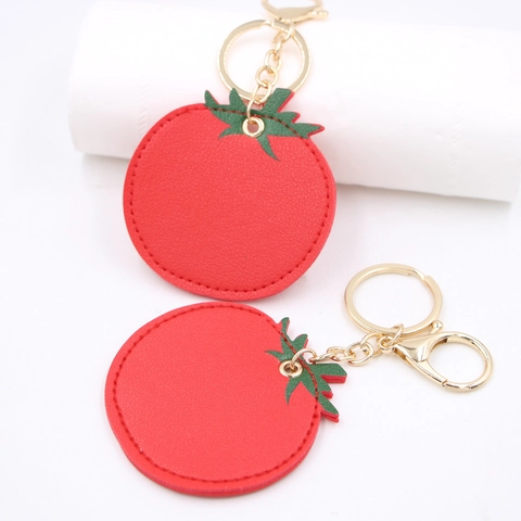Portachiavi Creativo a Forma di Pomodoro in Pelle PU Ciondolo per Borsa Realistico in Similpelle con Chiusura a Aragosta Oro per Donna Ragazze