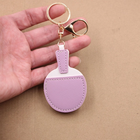 Llavero Creativo de Cuero PU con Forma de Raqueta de Tenis de Mesa para Bolsos Colgante Deportivo Color Macaron Regalo