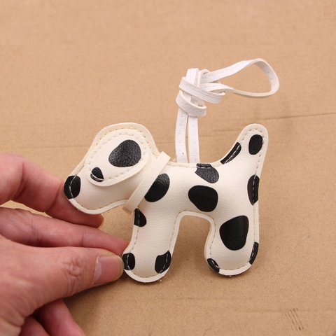Portachiavi Creativo in Pelle PU Cane Dalmata Ciondolo per Borsa a Forma di Cucciolo di Cartone Animato per Chiavi Auto