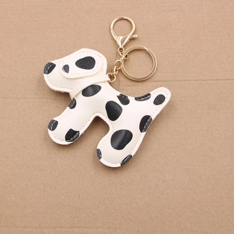 Portachiavi Creativo in Pelle PU Cane Dalmata Ciondolo per Borsa a Forma di Cucciolo di Cartone Animato per Chiavi Auto