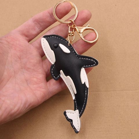 Portachiavi in Ecopelle Orca Animali Marini Squalo Ciondolo per Borsa Decorazione Portachiavi Dorato per Uomo Donna