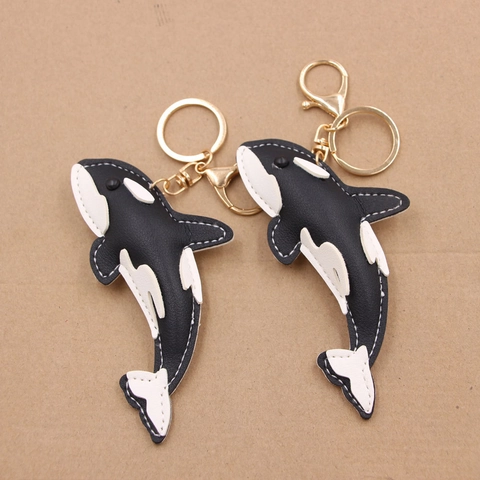 Portachiavi in Ecopelle Orca Animali Marini Squalo Ciondolo per Borsa Decorazione Portachiavi Dorato per Uomo Donna