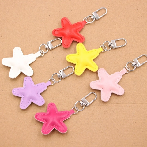 Mini Porte-clés en Cuir PU Étoile pour Femmes Pendentif de Sac à la Mode Forme d'Étoile Avec Détail de Couture Accessoire
