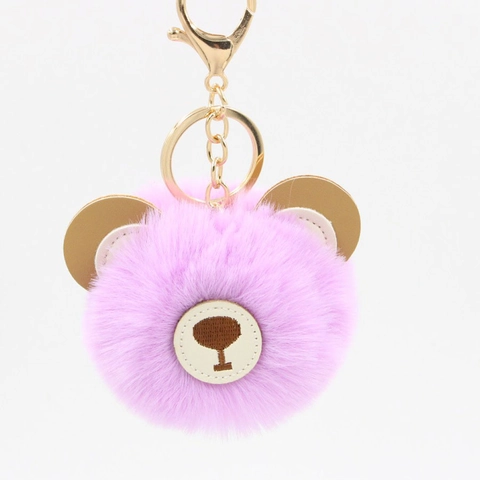 Simpatico Portachiavi a Pompon in Pelliccia Sintetica a Forma di Orso per Donna Chiusura a Moschettone Dorata Ciondolo per Borsa Regalo
