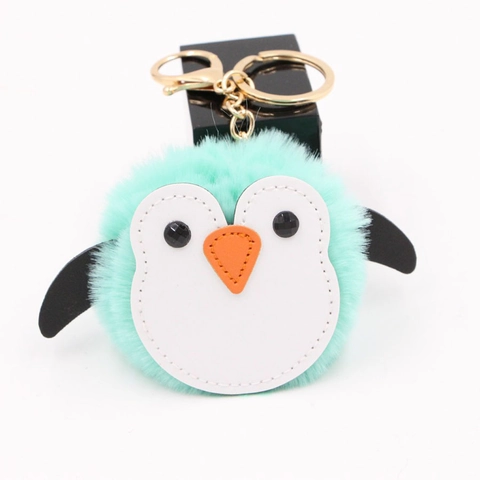 Simpatico Portachiavi Peluche Pinguino Pompon in Pelliccia Sintetica Ciondolo Borsa Animale Cartone Animato Accessori per Donna